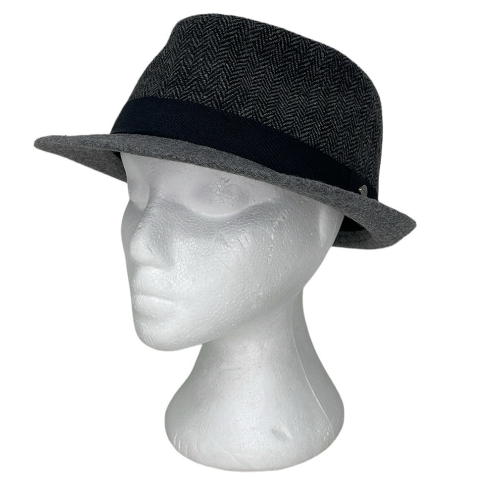 Stetson Fedora Men's M Medium Grey Polyester Herringbone Pattern Hat